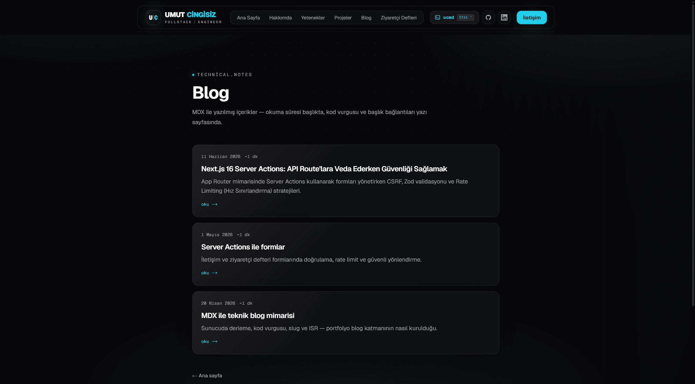 Blog listesi — MDX teknik yazılar